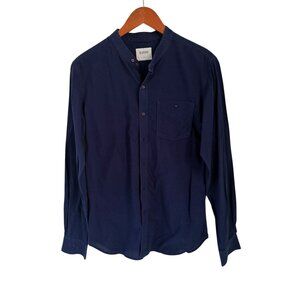 Kardo Navy Blue Mandarin Collar 100% Cotton Shirt S